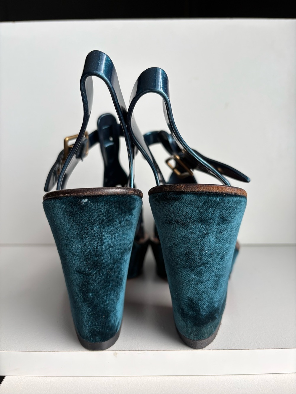 Marc Jacobs Vintage Resort Jelly Velvet Platform Sandals block heel 2006 - Picture 11 of 16